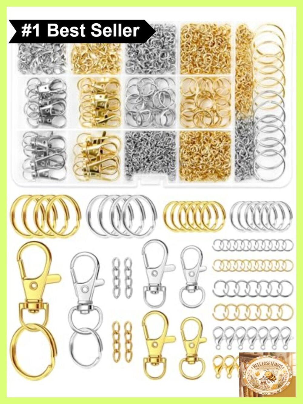 990PCS Keychain Making Kit Metal Lobster Clasp Swivel Hook DIY Crafts